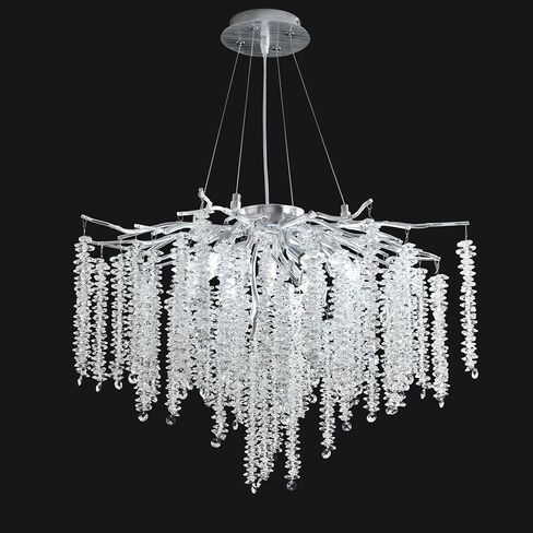 Modern Crystal Tree Branch Chandelier, D23.7'' Black Round Raindrop Indoor Hanging Branch Chandelier Fixture for Dining Room Living Room Bedroom 9 Lights in Saudi Arabia