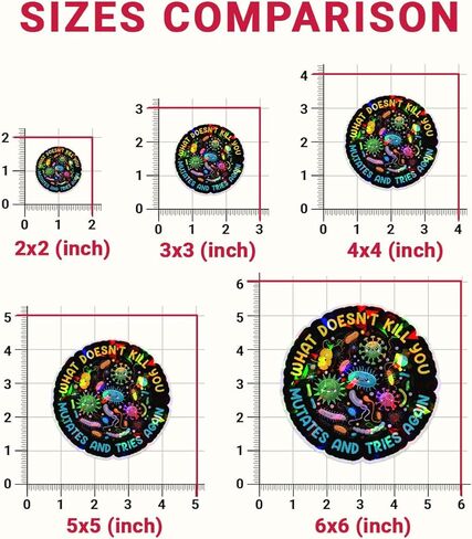 3 Pcs What Doesn't Kill You Mutates and Tries Again Sticker, What Doesn't Kill You Mutates and Tries Again Public Health Stickers Gifts Microbiology Psychology Stickers for Laptop Phone Car Helmet 3" in Kuwait