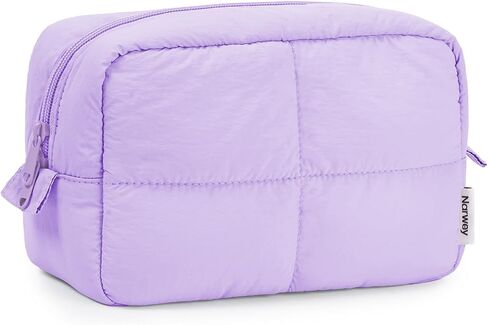 Narwey Puffy Makeup Bag for Travel Women Girl, Quilted Makeup Bag Cosmetic Bag, Cute Puffer Make Up Organizer Bags, Travel Toiletry Bag Toiletries (Black) in Kuwait