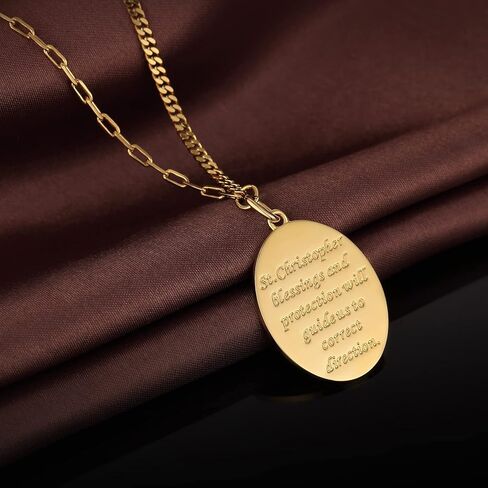 jiamiaoi 18kt Gold Plated St Michael Pendant Necklace for Men Women, Saint Christopher Medal Necklace Archangel St Michael Medallion Protection Necklaces Christian Jewelry in Kuwait