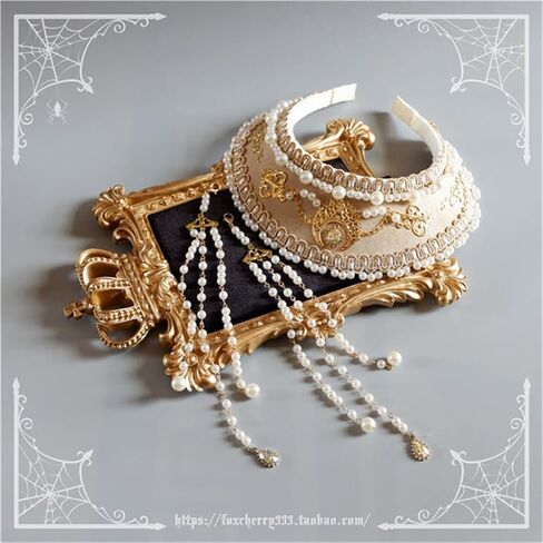 MYAYD Women's Palace Retro Tudor Hat Hair Accessories Crown Headwear Decoration Multicolor Handmade (Creamy-white) in Saudi Arabia