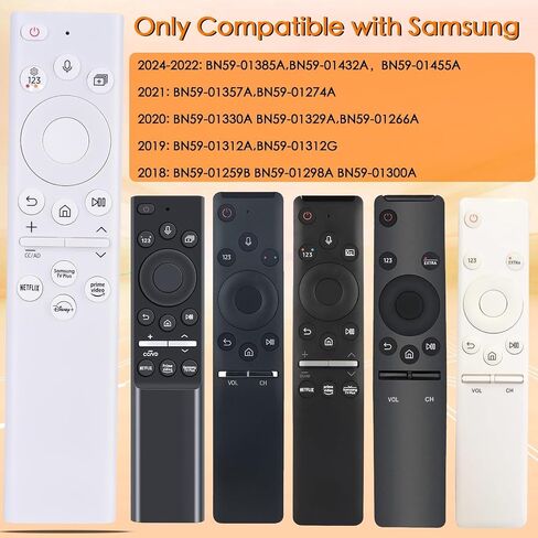 بديل لجهاز التحكم عن بعد Samsung-TV، التحكم الصوتي الذكي المتوافق مع BN59-1312A، لتلفزيونات Samsung 2018-2023 ذات الإطار المنحني QLED LED LCD 8K 4K، مع 3 اختصارات NEFTLIX، Prime Video، Hulu in Saudi Arabia