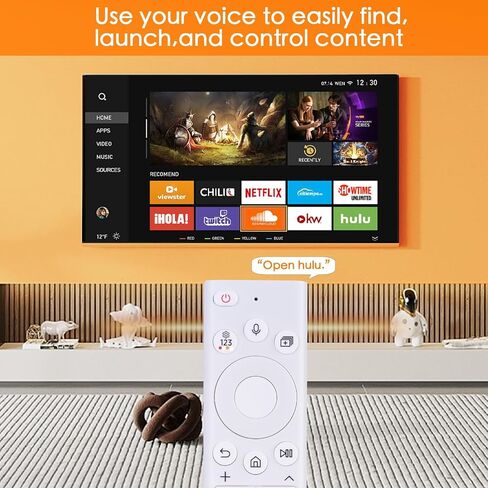 بديل لجهاز التحكم عن بعد Samsung-TV، التحكم الصوتي الذكي المتوافق مع BN59-1312A، لتلفزيونات Samsung 2018-2023 ذات الإطار المنحني QLED LED LCD 8K 4K، مع 3 اختصارات NEFTLIX، Prime Video، Hulu in Saudi Arabia