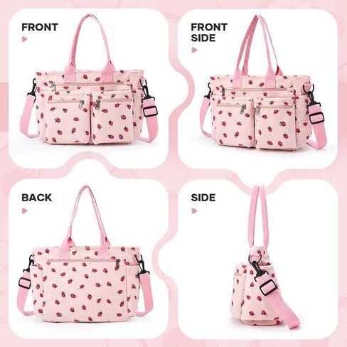 Corduroy Tote Bag for Women, Crossbody Bags, Mutil Pockets Handbag Tote Bag for Travel, Work in Saudi Arabia