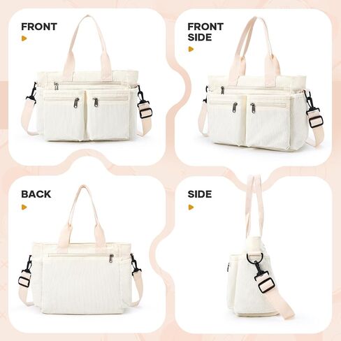 Corduroy Tote Bag for Women, Crossbody Bags, Mutil Pockets Handbag Tote Bag for Travel, Work in Saudi Arabia