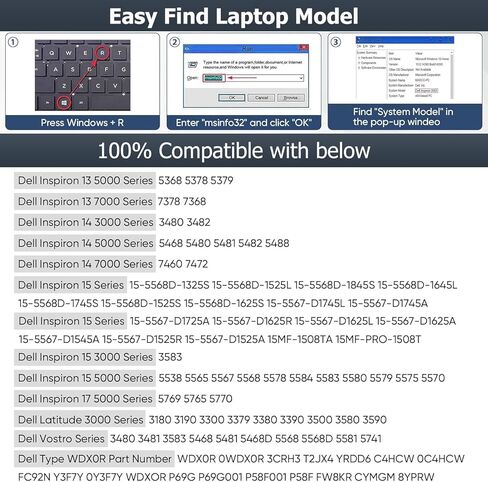 بطارية 15.2V 56Wh 33YDH لأجهزة Dell Inspiron 17 7000 7773 7779 7778 7786 2 في 1 15 7577 G3 3579 3779 G5 5587 G7 7588 خط العرض 13 3380 14 3490 3590 3580 3400 3500 فوسترو 7580 PVHT1 P30E P30E001 081PF3 in Kuwait