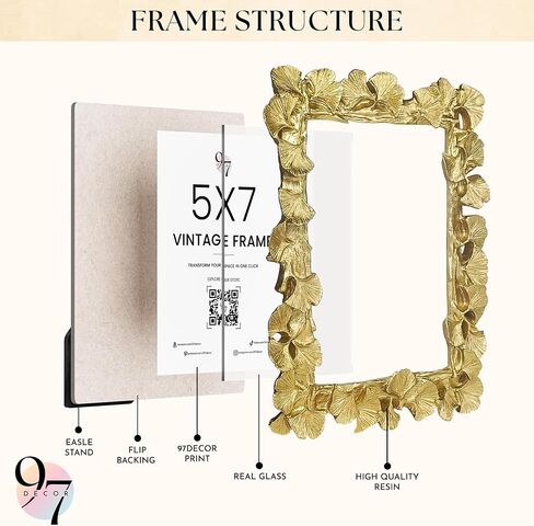 97 Decor Gold Vintage Frame 4x6 - Antique Picture Frames 4x6, Unique Photo Frame 4x6, Small 4 By 6 Ornate Frame For Tabletop And Wall Hanging in Kuwait