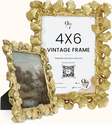 97 Decor Gold Vintage Frame 4x6 - Antique Picture Frames 4x6, Unique Photo Frame 4x6, Small 4 By 6 Ornate Frame For Tabletop And Wall Hanging in Kuwait