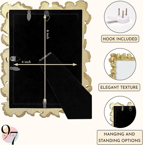 97 Decor Gold Vintage Frame 4x6 - Antique Picture Frames 4x6, Unique Photo Frame 4x6, Small 4 By 6 Ornate Frame For Tabletop And Wall Hanging in Kuwait