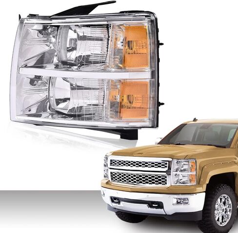 G-PLUS LED DRL Headlights, Compatible with 2007-2014 Chevy Silverado 2500 3500 & HD/Fit 2007-2013 Chevy Silverado 1500 Bumper Headlamp, Smoky lens Black Housing Clear Reflector in Kuwait