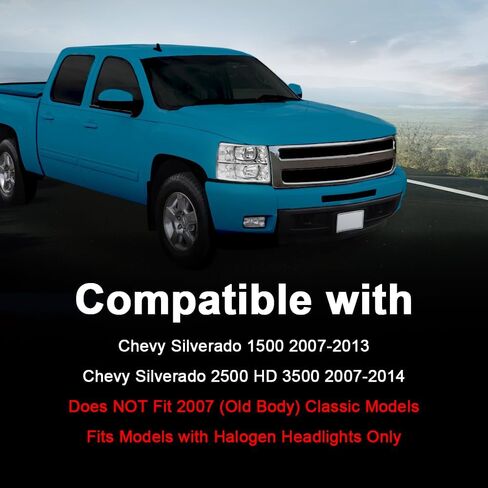 G-PLUS LED DRL Headlights, Compatible with 2007-2014 Chevy Silverado 2500 3500 & HD/Fit 2007-2013 Chevy Silverado 1500 Bumper Headlamp, Smoky lens Black Housing Clear Reflector in Kuwait