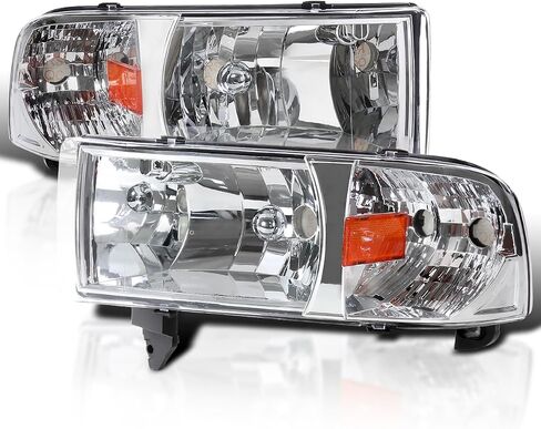 SPEC-D TUNING 1Pc Chrome Housing Clear Lens Headlights Compatible with 1994-2001 Dodge Ram 1500, 1994-2002 Dodge Ram 2500 3500, L+R Pair Head Light Lamp Assembly in Kuwait