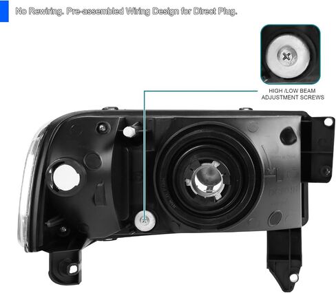 SPEC-D TUNING 1Pc Chrome Housing Clear Lens Headlights Compatible with 1994-2001 Dodge Ram 1500, 1994-2002 Dodge Ram 2500 3500, L+R Pair Head Light Lamp Assembly in Kuwait