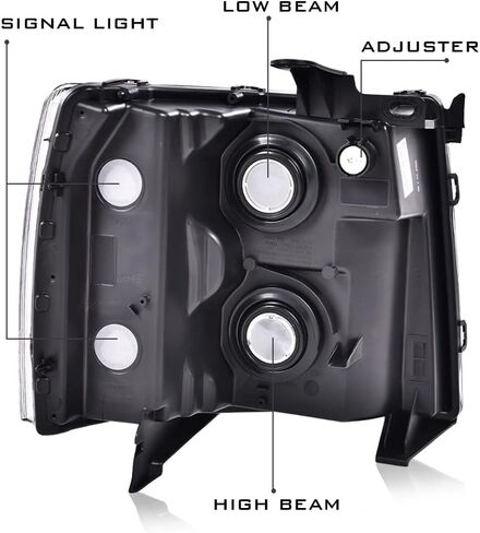 G-PLUS LED DRL Headlights, Compatible with 2007-2014 Chevy Silverado 2500 3500 & HD/Fit 2007-2013 Chevy Silverado 1500 Bumper Headlamp, Smoky lens Black Housing Clear Reflector in Kuwait