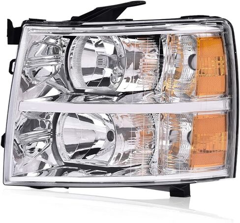 G-PLUS LED DRL Headlights, Compatible with 2007-2014 Chevy Silverado 2500 3500 & HD/Fit 2007-2013 Chevy Silverado 1500 Bumper Headlamp, Smoky lens Black Housing Clear Reflector in Kuwait