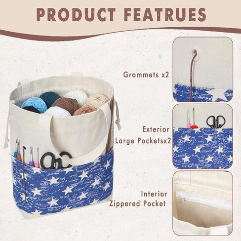 TOGETRUE Yarn Bag, Knitting Crochet Tote Bag, Yarn Storage Bags Organizer, Crochet Bags for Crocheting Project, Store Skein Ball, Short Knitting Needle (Color Arc) in Kuwait