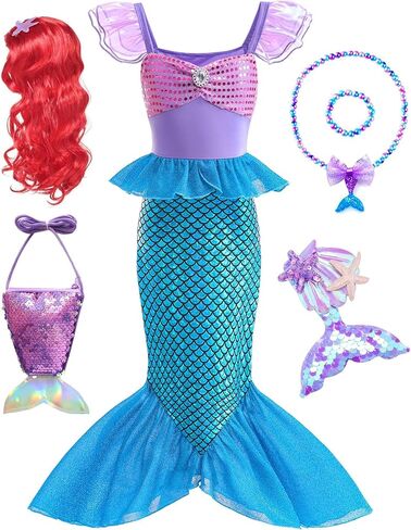 GZ-LAOPAITOU Princess Dress for Little Girls Princess Costume Halloween Birthday Party Dress Up Outfits with Accessories Wig in Kuwait