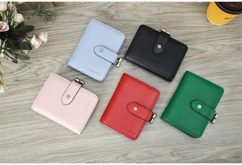 Full Grain Leather Kiss Lock Wallet for Women Coin Pocket Kiss Clasp Purse Small Card Holder Bifold Rfid Wallet (Black) in Saudi Arabia