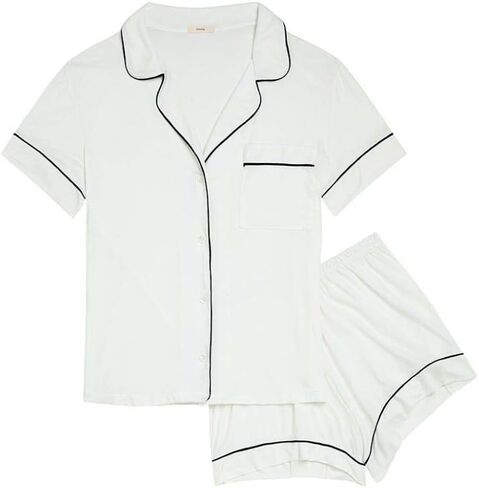 Eberjey Womens, Gisele Relaxed Short Pj Set, Graphite/Sorbet Pink, X-Large in Kuwait