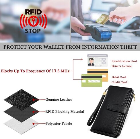 Wallets for Women Credit Card Holder with RFID Blocking Large Capacity Wristlet in Saudi Arabia