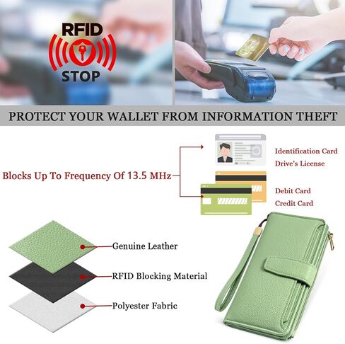 محافظ للنساء حامل بطاقة الائتمان مع RFID حظر المعصم السعة الكبيرة in Kuwait