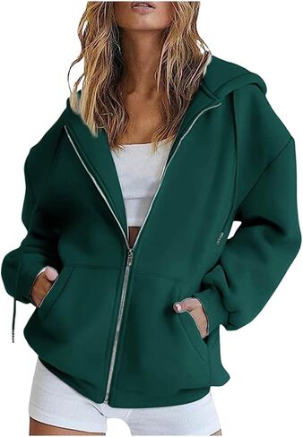 Hoodies zipper for Women 2025 العصرية طويلة الأكمام ذات الحجم الكبير تمرين الخريف الخريف الشتاء السترات المغطاة بعدم الرسوم in Kuwait