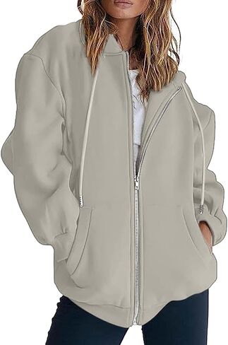 Hoodies zipper for Women 2025 العصرية طويلة الأكمام ذات الحجم الكبير تمرين الخريف الخريف الشتاء السترات المغطاة بعدم الرسوم in Kuwait