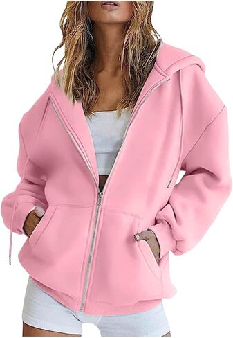 Hoodies zipper for Women 2025 العصرية طويلة الأكمام ذات الحجم الكبير تمرين الخريف الخريف الشتاء السترات المغطاة بعدم الرسوم in Kuwait