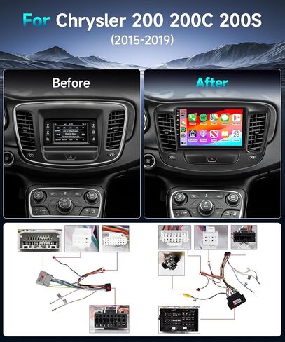 راديو ستيريو للسيارة 8 Core 4G 64G لكرايسلر 200 200C 200S 2015-2019 مع Carplay اللاسلكي/Android Auto/DSP/46EQ/9 بوصة 1280x720P IPS شاشة تعمل باللمس/GPS/BT5.0/WiFi/4G/MirrorLink/كاميرا احتياطية in Saudi Arabia