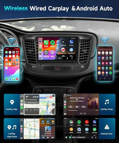 راديو ستيريو للسيارة 8 Core 4G 64G لكرايسلر 200 200C 200S 2015-2019 مع Carplay اللاسلكي/Android Auto/DSP/46EQ/9 بوصة 1280x720P IPS شاشة تعمل باللمس/GPS/BT5.0/WiFi/4G/MirrorLink/كاميرا احتياطية in Saudi Arabia