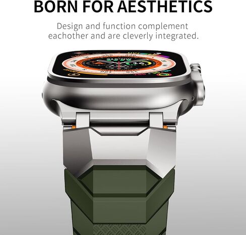 Rubber Bands Compatible with Apple Watch Ultra 2/Ultra Band 49mm 45mm 44mm 42mm for Men Women,Designer Rugged Durable Silicone Strap with Metal Connector for iWatch Series 9 8 7 6 5 4 3 2 1 SE in Kuwait