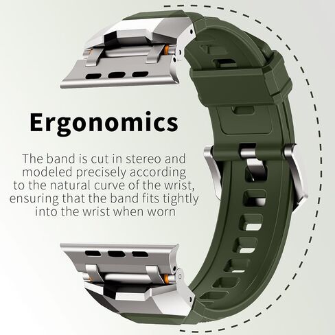 Rubber Bands Compatible with Apple Watch Ultra 2/Ultra Band 49mm 45mm 44mm 42mm for Men Women,Designer Rugged Durable Silicone Strap with Metal Connector for iWatch Series 9 8 7 6 5 4 3 2 1 SE in Kuwait