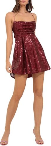 Feorjgp Womens Sparkly Sequin Mini Dress اللامع اللامع الحزام in Kuwait