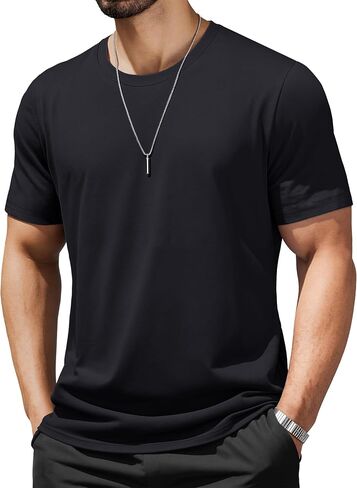 MAGCOMSEN Mens T-Shirts UPF 50+ Cooling Short Sleeve Shirts Cotton Lightweight Moisture Wicking Soft Casual Summer Tees in Kuwait