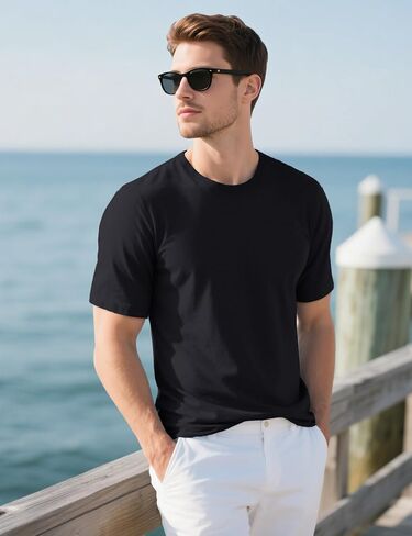 MAGCOMSEN Mens T-Shirts UPF 50+ Cooling Short Sleeve Shirts Cotton Lightweight Moisture Wicking Soft Casual Summer Tees in Kuwait