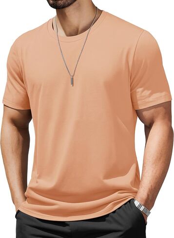 MAGCOMSEN Mens T-Shirts UPF 50+ Cooling Short Sleeve Shirts Cotton Lightweight Moisture Wicking Soft Casual Summer Tees in Kuwait