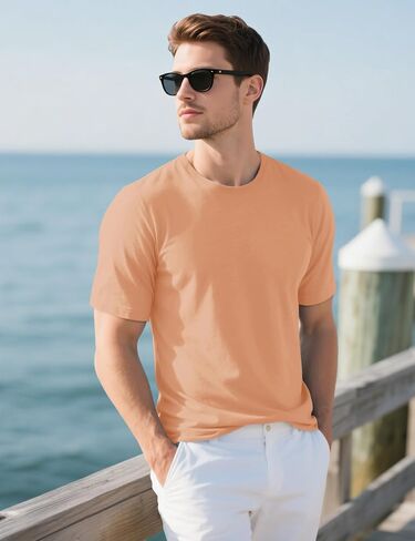MAGCOMSEN Mens T-Shirts UPF 50+ Cooling Short Sleeve Shirts Cotton Lightweight Moisture Wicking Soft Casual Summer Tees in Kuwait