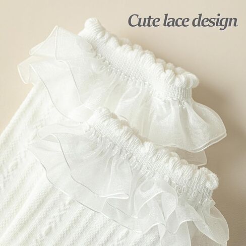 Bivolu Womens Crew Socks Lace Frilly Cotton Cuty Cute Princess Conkle Socks for Girl 4 Pack in Kuwait