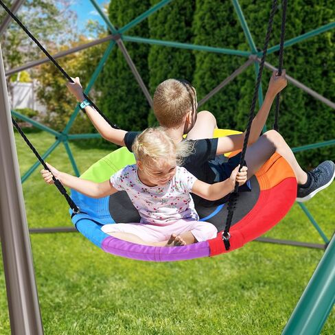 Hapfan 10ft Climbing Dome Swing Set with Saucer Swing, Jungle Gym for Kids Outdoor Backyard, Supports 800lbs, Easy Asssembly, Rust-Resistant in Saudi Arabia