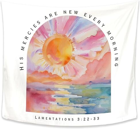 Exqcom Abstract Colorful Mountain Landscape Christian Tapestry, Trust in the Lord with All Your Heart Bible Verse Tapestries Wall Blanket for Home Living Room Church Decor, 50x60 Inch in Saudi Arabia