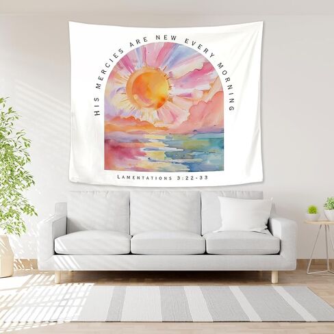 Exqcom Abstract Colorful Mountain Landscape Christian Tapestry, Trust in the Lord with All Your Heart Bible Verse Tapestries Wall Blanket for Home Living Room Church Decor, 50x60 Inch in Saudi Arabia