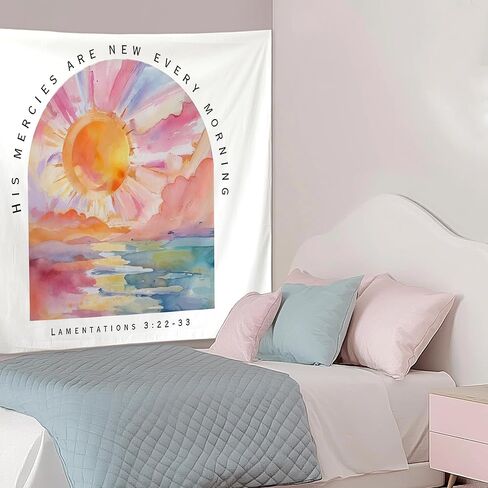 Exqcom Abstract Colorful Mountain Landscape Christian Tapestry, Trust in the Lord with All Your Heart Bible Verse Tapestries Wall Blanket for Home Living Room Church Decor, 50x60 Inch in Saudi Arabia