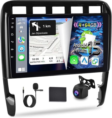 [2+64G] لسيارة Porsche Cayenne 9PA 955 957 2002-2010 ستيريو السيارة - شاشة لمس عالية الدقة 9 بوصة Android 13 راديو السيارة - تشغيل لاسلكي وAndroid Auto، صوت DSP، WiFi، GPS، SWC + Canbus + كاميرا احتياطية AHD in Saudi Arabia