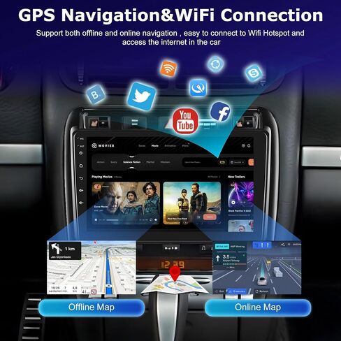 [2+64G] لسيارة Porsche Cayenne 9PA 955 957 2002-2010 ستيريو السيارة - شاشة لمس عالية الدقة 9 بوصة Android 13 راديو السيارة - تشغيل لاسلكي وAndroid Auto، صوت DSP، WiFi، GPS، SWC + Canbus + كاميرا احتياطية AHD in Saudi Arabia