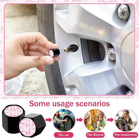 Honeydak Pink Plate Frame 2 Pow Lucky Plate Frame 2 Cork Car Cup Mat 4 Valve Ste Caps Pink Coquette Bow Car Accessories for Women Gifts Truck SUV Automobile Aportory (Classic Style) in Saudi Arabia