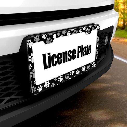 Cow Print License Plate Frame - 1 Pack Personalized Animal White Black Spot License Plate Holder Aluminum Metal Car Tag Cover with 2 Holes Decoration for US Vehicle Standard for Women Men in Saudi Arabia