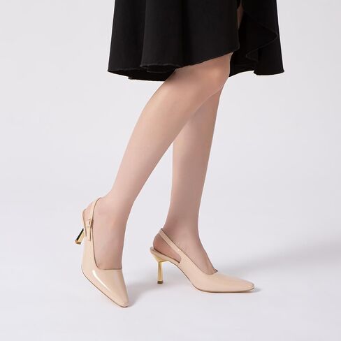 Athlefit Women's High Stiletto Slingback Heels Elegant Closed Square Toe Dress Pumps Shoes for Bridal Wedding Work Party in Saudi Arabia