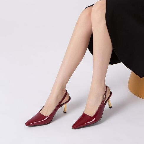 Athlefit Women's High Stiletto Slingback Heels Elegant Closed Square Toe Dress Pumps Shoes for Bridal Wedding Work Party in Saudi Arabia