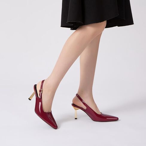 Athlefit Women's High Stiletto Slingback Heels Elegant Closed Square Toe Dress Pumps Shoes for Bridal Wedding Work Party in Saudi Arabia