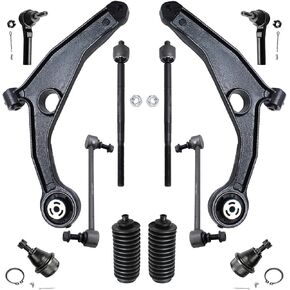 Detroit Axle - Front 12pc Suspension Kit for 09-15 Dodge Journey 2009 2010 2011 2012 2013 2014 2015, 2 Lower Control Arms 2 Lower Ball Joints 2 Sway Bars 4 Tie Rods 2 Boots Replacement in Saudi Arabia